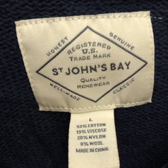 NWT St John's Bay Men's Navy Sweater Size L MSRP $70 - Picture 2 of 4